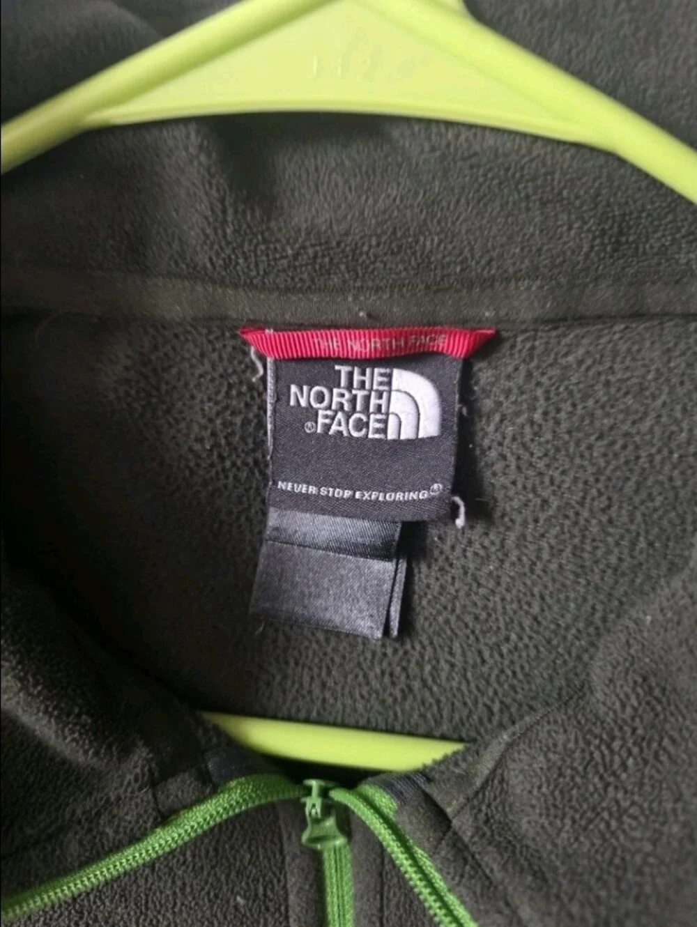 The North Face Green Fleece Half-Zip with Neon Green Accents